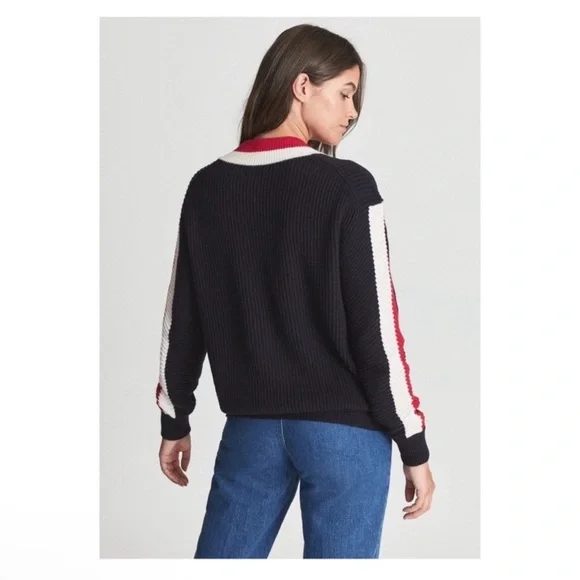 New! REISS London Striped Color Block Wool Blend Sweater - Picture 7 of 12